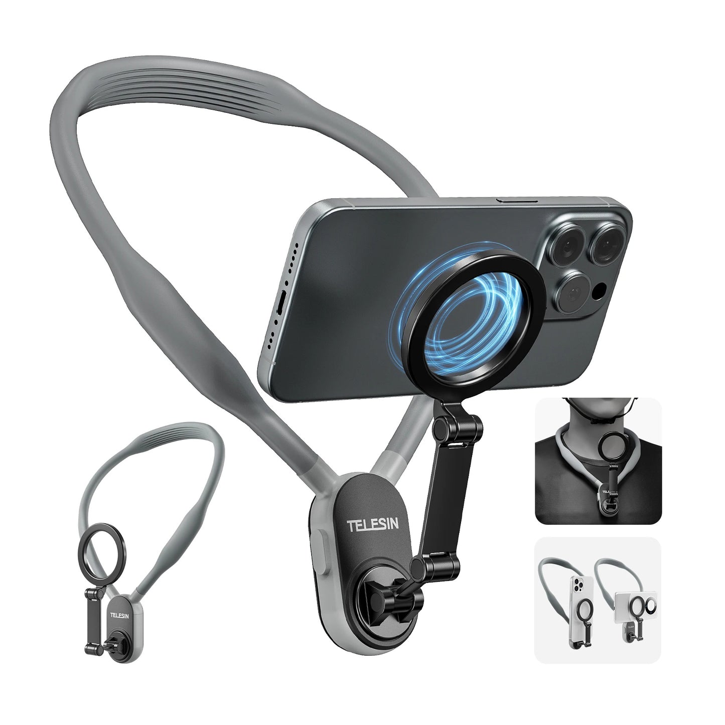 Magnetic Silicone Phone Neck Mount with Quick Release