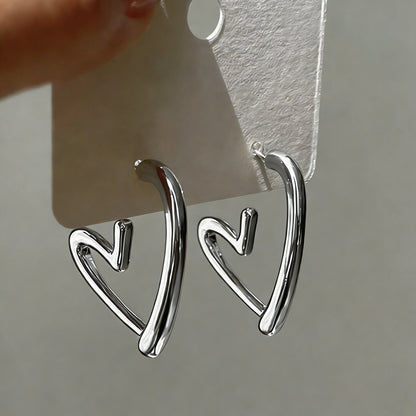 Heart-Shaped Stud Earrings | Electroplated Metal Earrings for Women