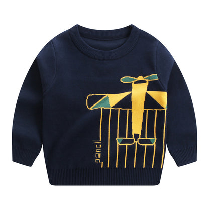 Children's Double-Layer Cotton Sweatshirt Dinosaur Space Print