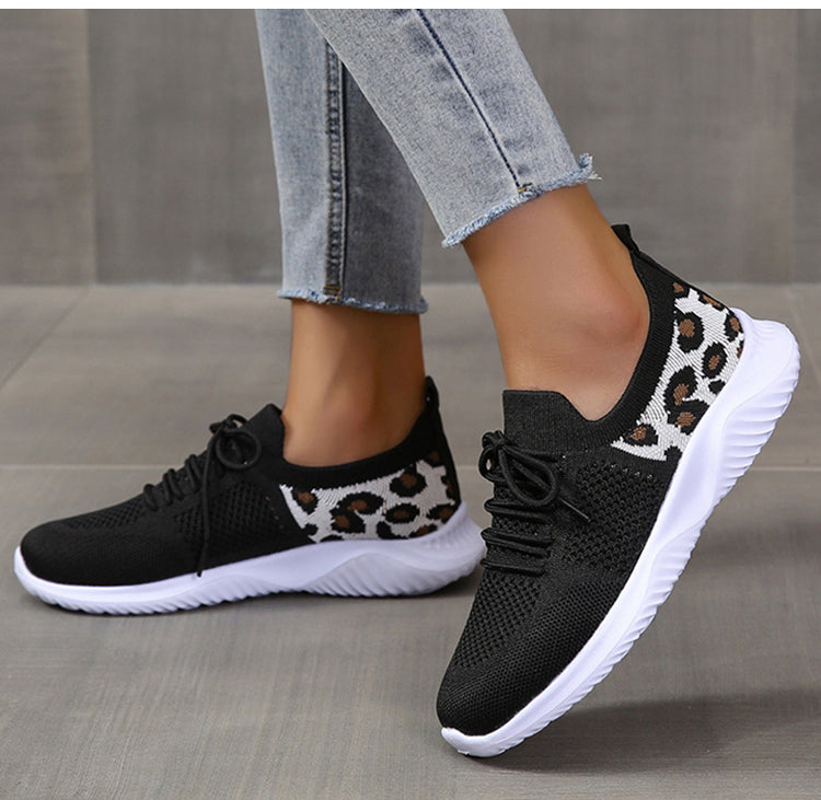Women's Leopard Print Mesh Lace-Up Sneakers | EU 35–43
