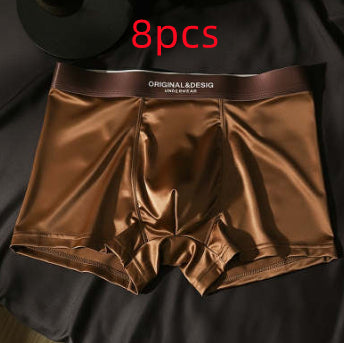 Men's Satin Nylon Boxer Briefs – Breathable Mid-Waist 5 Colours