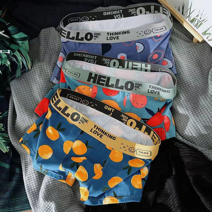 Men's Cotton Boxer Briefs Fruit Print Multi-Pack – 2, 3 or 4 Pairs