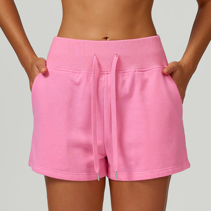High Top Sports Sweatpants Pocket Drawstring Outdoor Exercise Shorts
