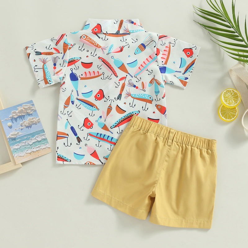 Boys' Printed Short-Sleeve Shirt & Shorts Two-Piece Set