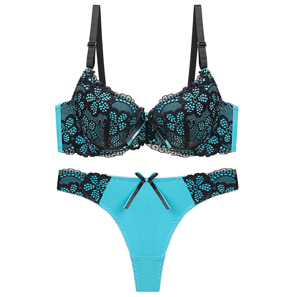 Women's Push-Up Lace Bra Set | Adjustable Detachable Strap