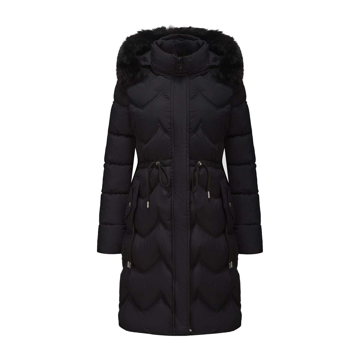 Women's Faux Fur Collar Padded Coat | Mid-Length Winter Coat