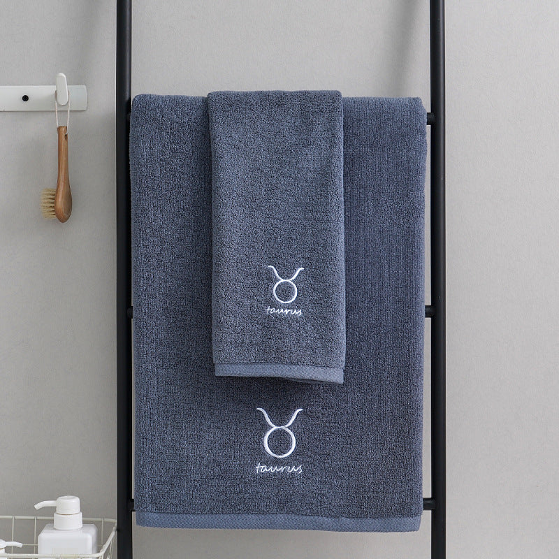Zodiac Constellation Embroidered Cotton Towel