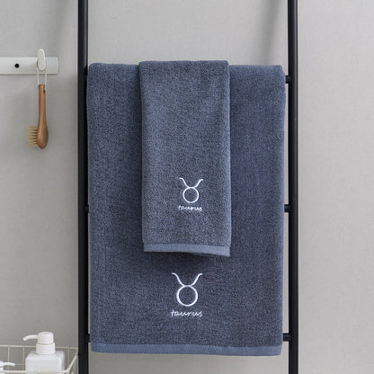 Zodiac Constellation Embroidered Cotton Towel