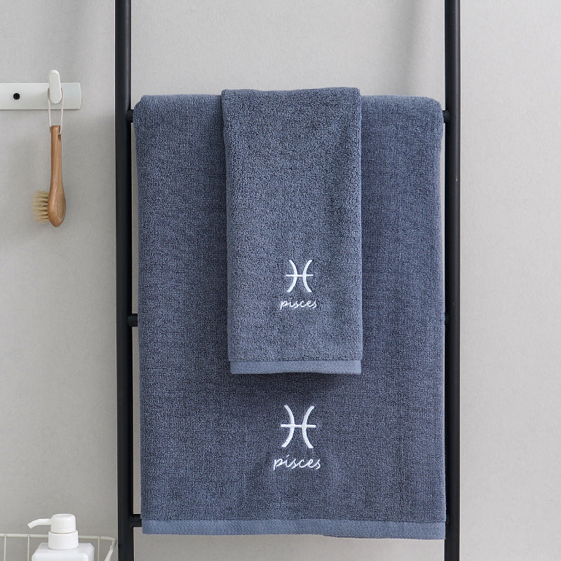 Zodiac Constellation Embroidered Cotton Towel