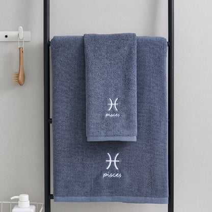 Zodiac Constellation Embroidered Cotton Towel