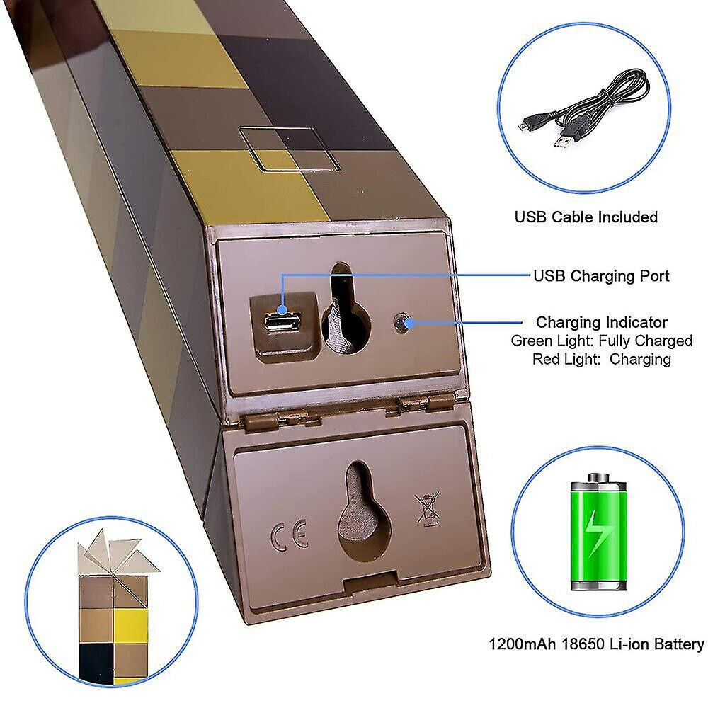 Pixel Game Torch LED Night Light | USB Rechargeable Kids Room Decor
