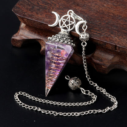 Hexagonal Pyramid Crystal Gemstone Pendant Necklace