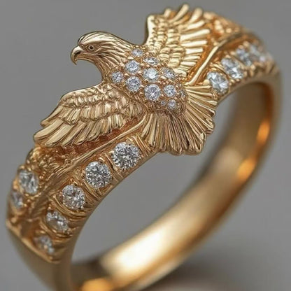 Gold Eagle Wing Ring | Minimalist Alloy Statement Ring for Women