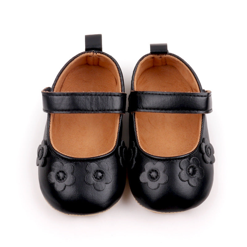 Girls' Flower Soft-Sole Non-Slip Toddler Shoes | Princess PU Leather Baby Shoes