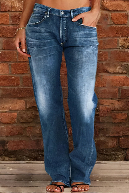 Women's High-Waist Loose Fit Jeans - Raw Hem, 10 Colours, S-5XL