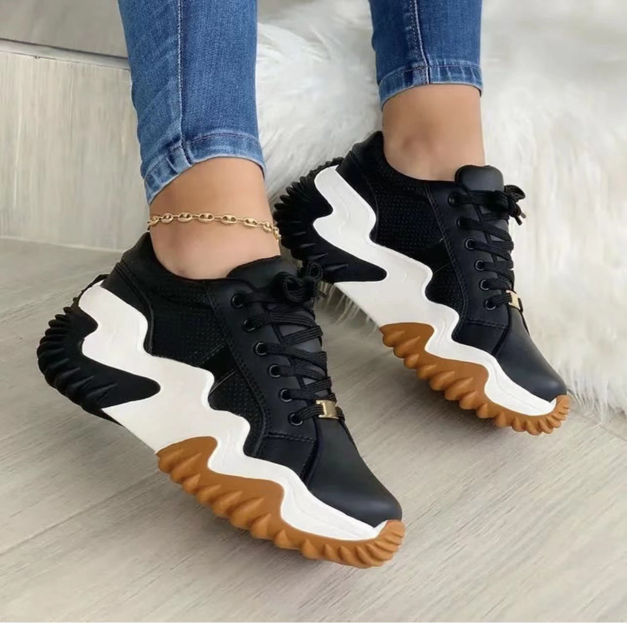 Women's Patent Leather Lace-Up Heeled Shoes | Platform Mid Heel