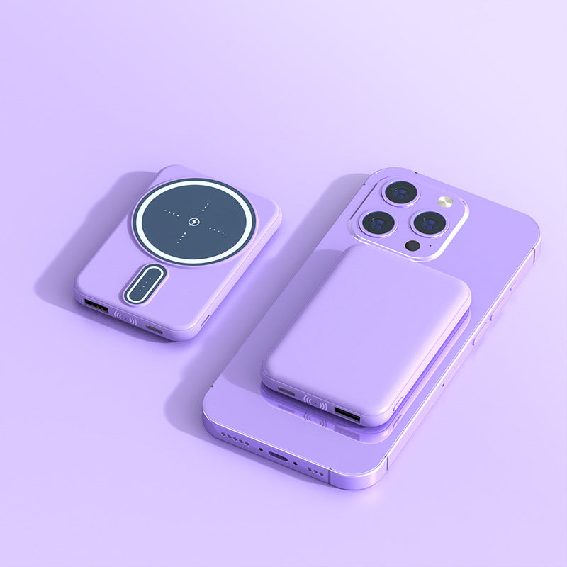 Magnetic Power Bank – 5,000mAh Slim Portable Charger Purple, Black, White & Green