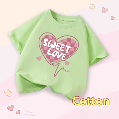 Girls Cartoon Print Short Sleeve Cotton T-Shirt – 14 Designs