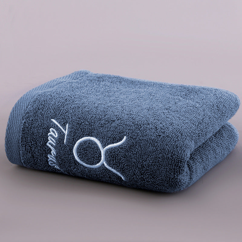 Zodiac Constellation Embroidered Cotton Towel | All 12 Star Signs | 2 Sizes