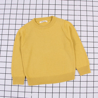 Children's Solid Colour Knitted Cotton Pullover Sweater | Boys & Girls | Age 12M-8Y