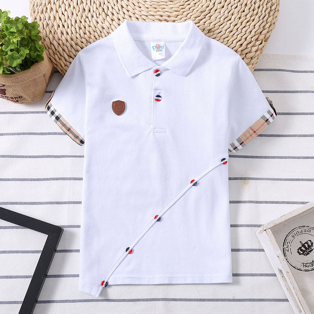 Boys' Solid Colour Cotton Top | Breathable, Casual Everyday Wear