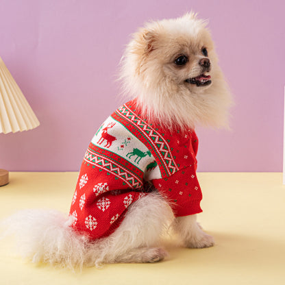 Christmas Dog Sweater | Knitted Elk & Christmas Tree | 6 Sizes