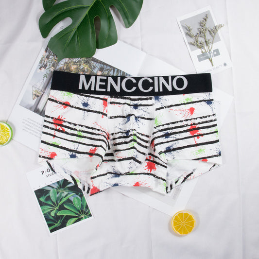 Men's Cotton Colour Ink Print Boxer Briefs – Breathable Low-Waist