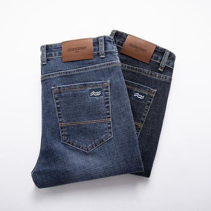 Men's Classic Straight-Leg Denim Jeans – Blue & Dark Blue