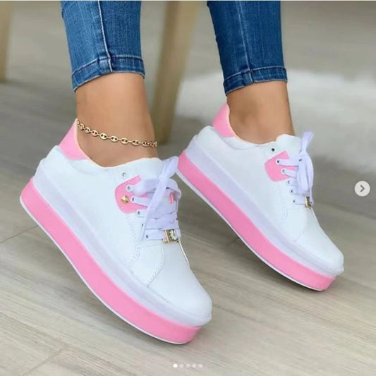 Women's Floral Platform Lace-Up Sneakers