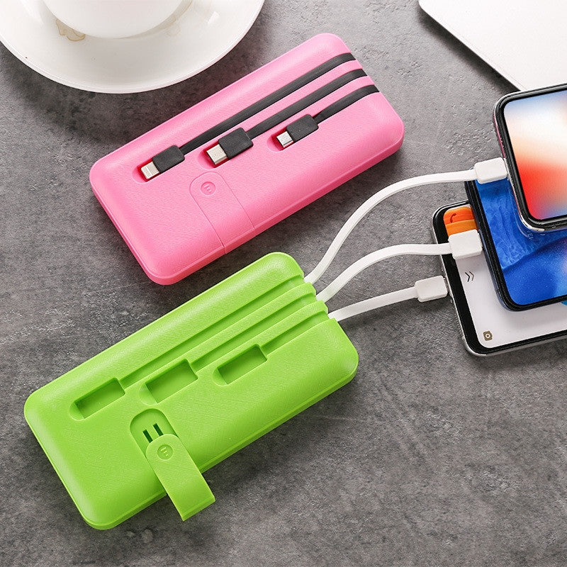 10,000mAh Portable Power Bank – Multi-USB Output Pink, Green, Black & White