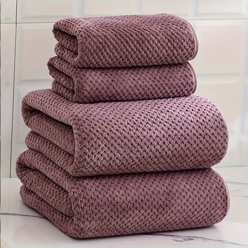 Coral Fleece 4-Piece Bath Towel Set | 8 Bold Colours | Soft & Absorbent