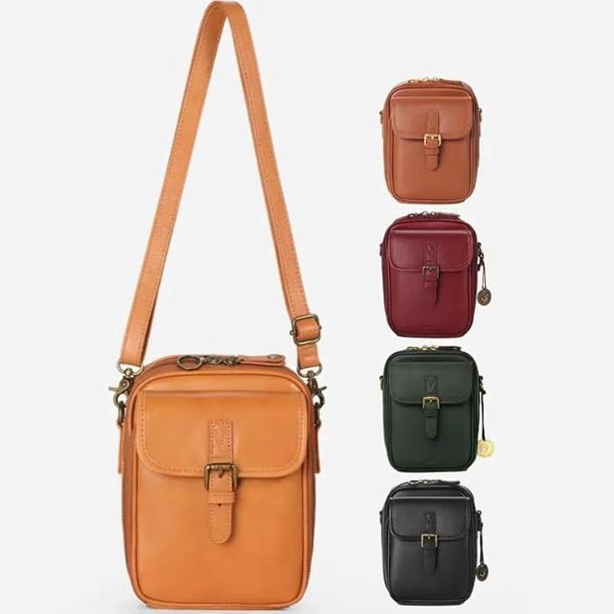 Women's Small PU Leather Crossbody Bag | Multi-Compartment Shoulder Bag