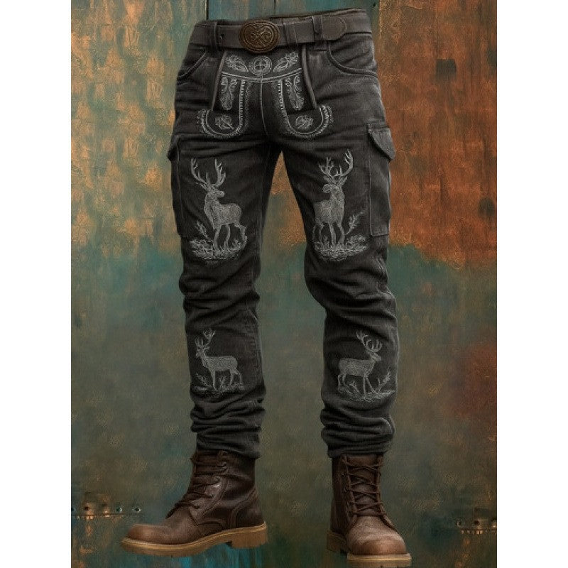 Men's Vintage Punk Printed Straight-Leg Trousers | 7 Styles S-4XL