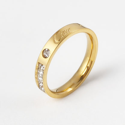 Cubic Zirconia Row Ring | Tarnish-Free Titanium Steel Band