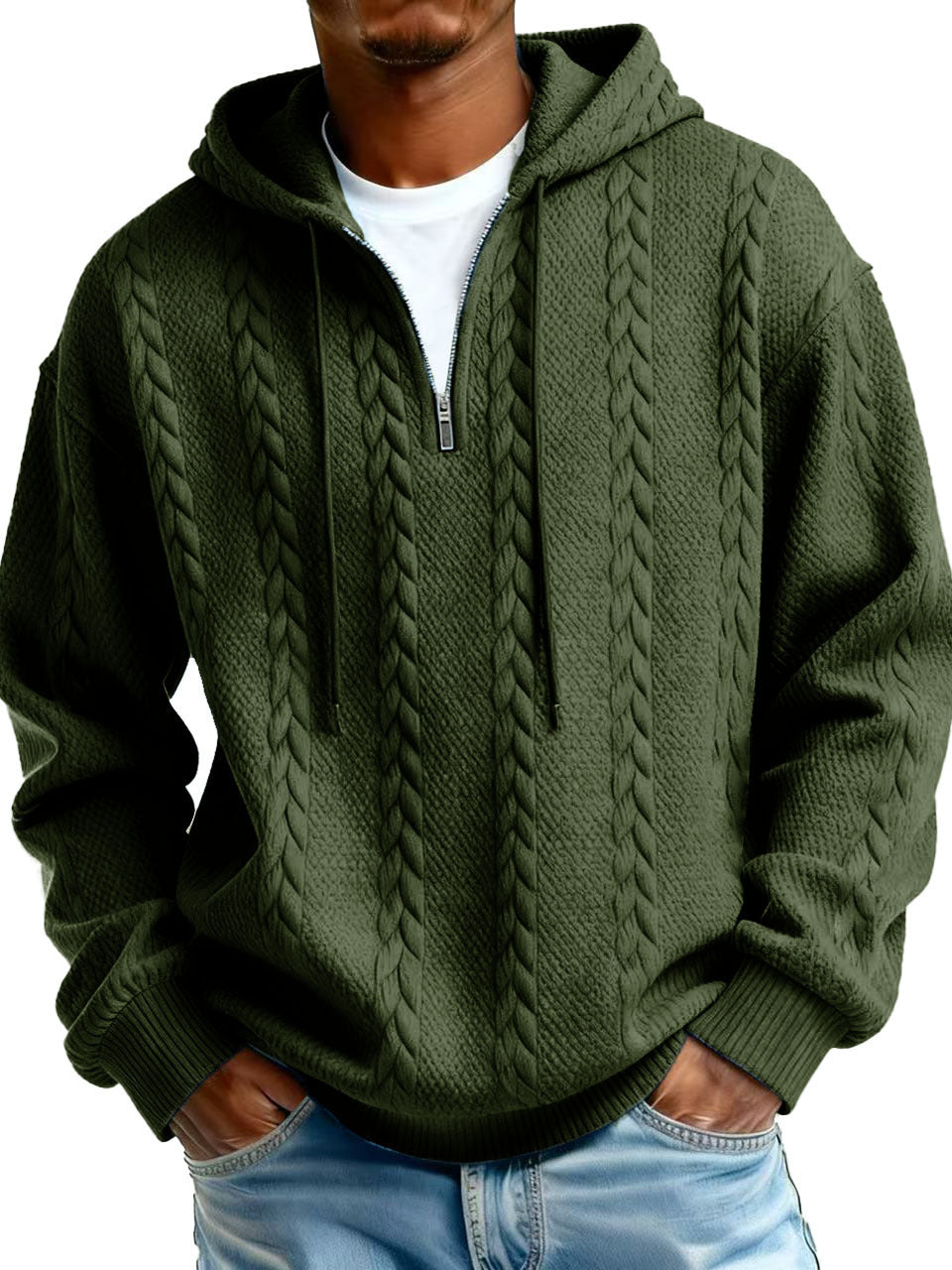 Men's Half-Zip Printed Hoodie – Loose Fit Pullover | 10 Styles | Sizes S–5XL
