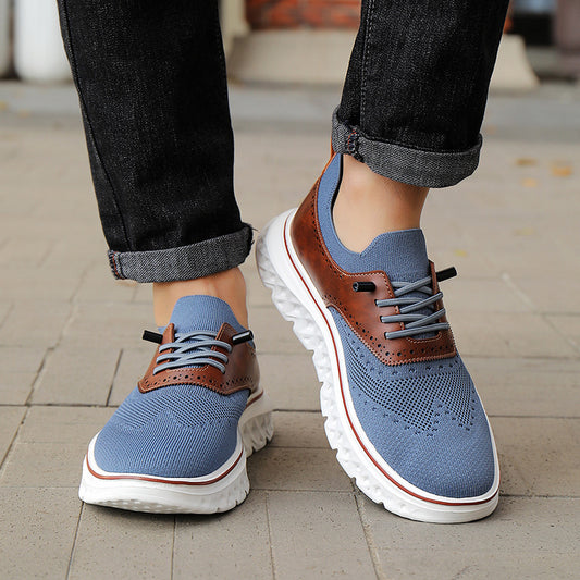 Men's Striped Patchwork Lace-Up Casual Trainers | EU 39-48