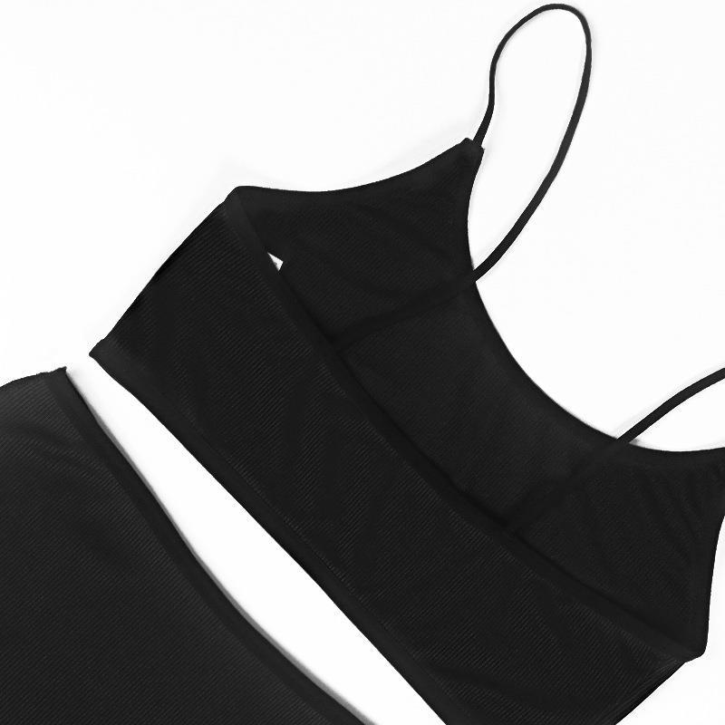 Seamless Vest Bra and Shorts Set | Black & Blue | XS-L
