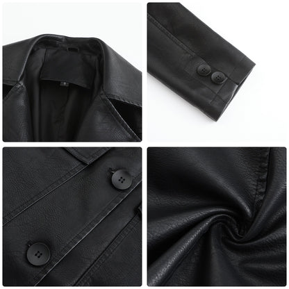 Women's Long Faux Leather Trench Coat – 4 Colours, Sizes S–3XL