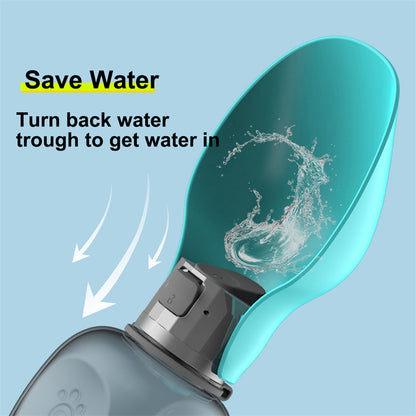 Portable Dog Water Bottle — 800ml Leak-Proof Travel Drinking Bottle with Fold-Out Trough