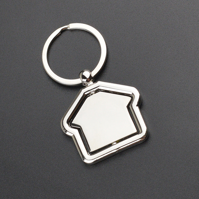 Rotating House Metal Keychain | Geometric Alloy Charm | JP Collections