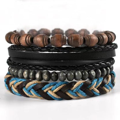 Men's Vintage Leather Bracelet – Woven & Knitted Styles, 30 Designs