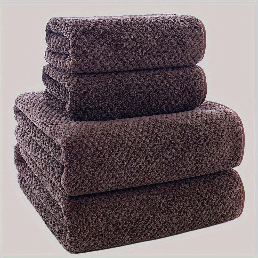 Coral Fleece 4-Piece Bath Towel Set | 8 Bold Colours | Soft & Absorbent