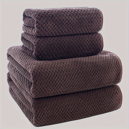 Coral Fleece 4-Piece Bath Towel Set | 8 Bold Colours | Soft & Absorbent