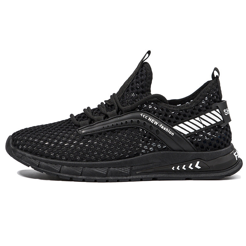 Breathable Mesh Low-Top Sports Casual Trainers - Lace-Up Rubber Sole