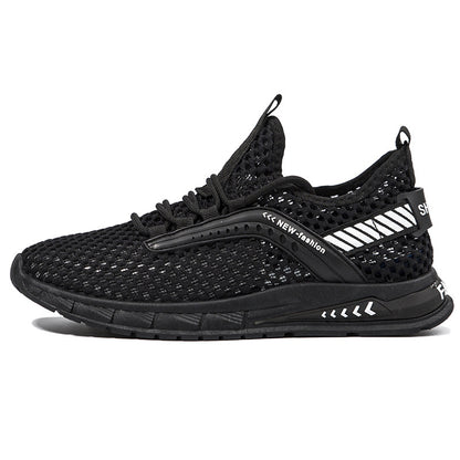 Breathable Mesh Low-Top Sports Casual Trainers - Lace-Up Rubber Sole
