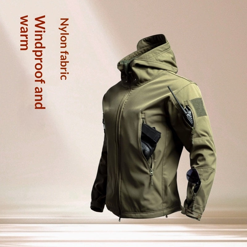 Men's Sharkskin Softshell Hooded Jacket | Waterproof Windproof Outdoor Coat