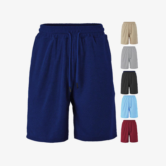 Men's Towel Jacquard Casual Shorts | Polyester Loose Fit S-3XL