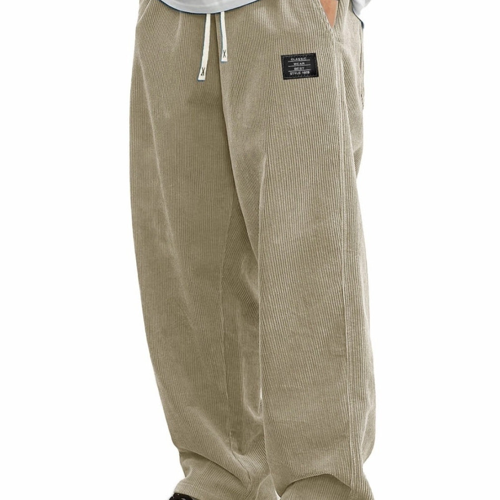 Men's Corduroy Straight-Leg Trousers with Belt | 10 Colours S-5XL