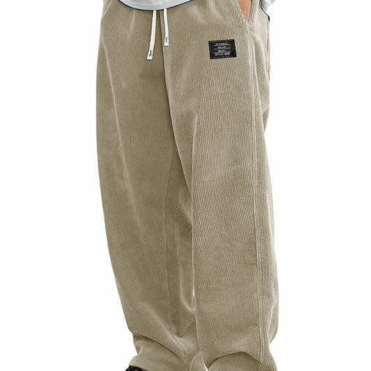 Men's Corduroy Straight-Leg Trousers with Belt | 10 Colours S-5XL