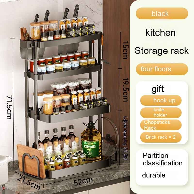 Multi-Layer Kitchen Storage Rack – Punch-Free Seasoning & Utensil Organiser